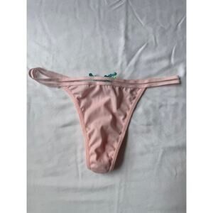 NWOT Vintage Maidenform Logo Ribbon Lace G-String Pink White Y2K Size M (Fits S)